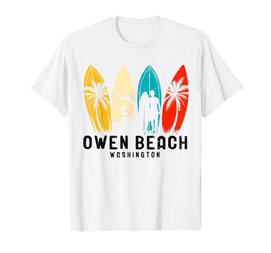 Vintage Washington Owen Beach Surfboarder T-Shirt for Men Women Kids