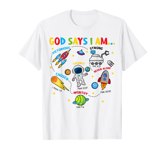 Cute God Says I Am Outer Space Christian Jesus Boy Toddler T-Shirt