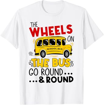 Back To School Funny The WHEELS On The BUS Toddler Kids Boys T-Shirt