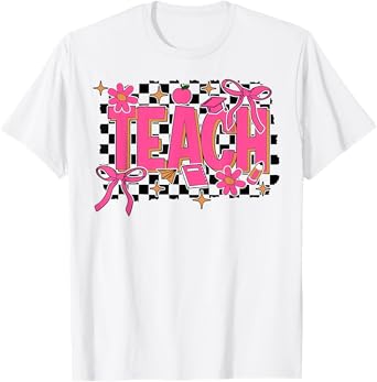 Coquette Bow Teacher Back To School Teacher Life Student Kid T-Shirt