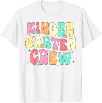 Kinder Teacher Squad Groovy Kindergarten Crew Men Women Girls Kids T-Shirt
