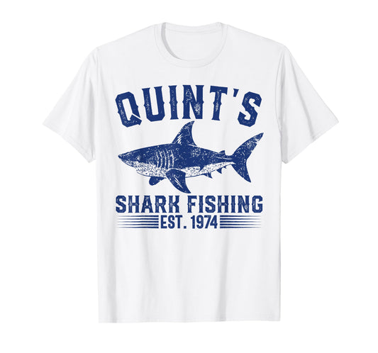 Vintage Quint's Shark Fishing 1974 Retro Fisher Birthday T-Shirt