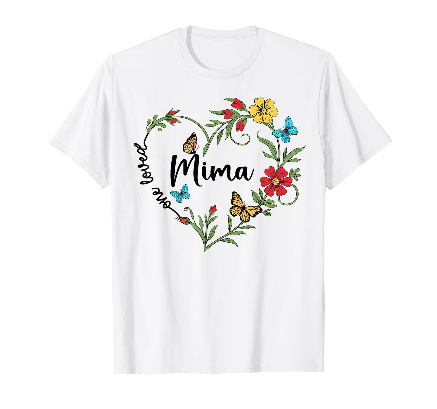 Floral One Loved Mima Heart Mom Grandma Women Mother's Day T-Shirt