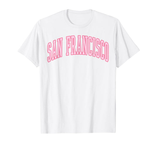 San Francisco Vintage Preppy Varsity Pink Sports T-Shirt