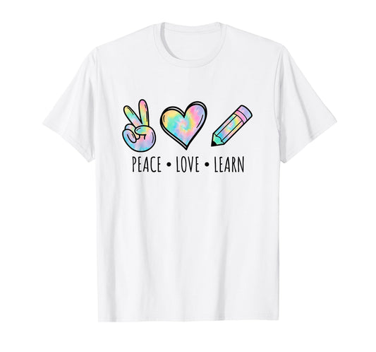 Peace Love Learn Tie Dye Teacher Kids 100th Days Of School T-Shirt