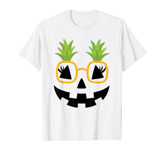 Jack O Lantern Face Pumpkin Halloween Cute Pineapple Glasses T-Shirt