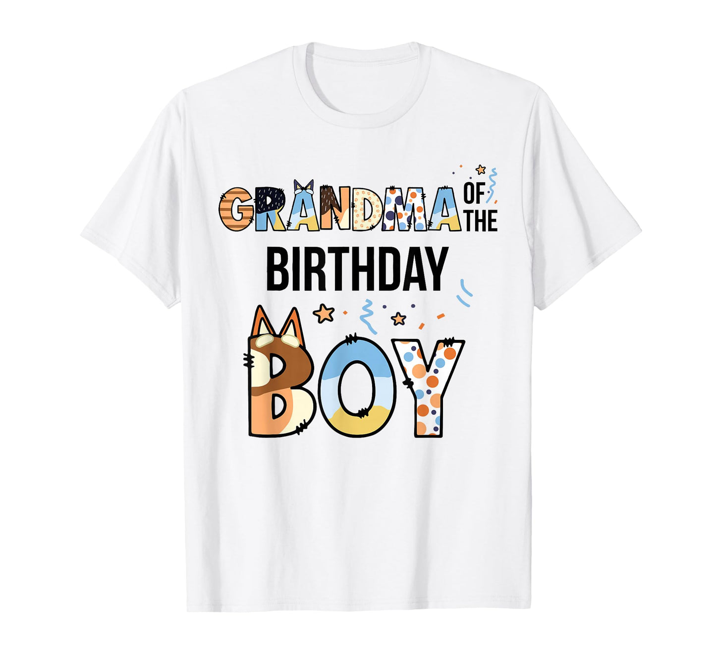 Grandma Of The Birthday Boy Party Blue Dog Lover Matching T-Shirt