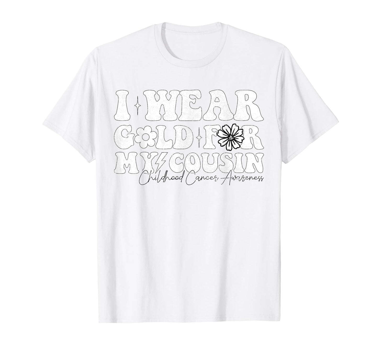 Groovy I Wear Gold For My cousin Cancer Awareness Ribbon T-Shirt