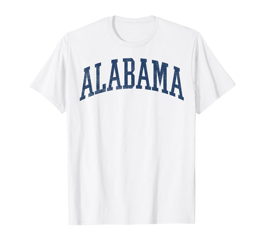 Alabama White AL State Graphic Vintage Sports Lover T-Shirt