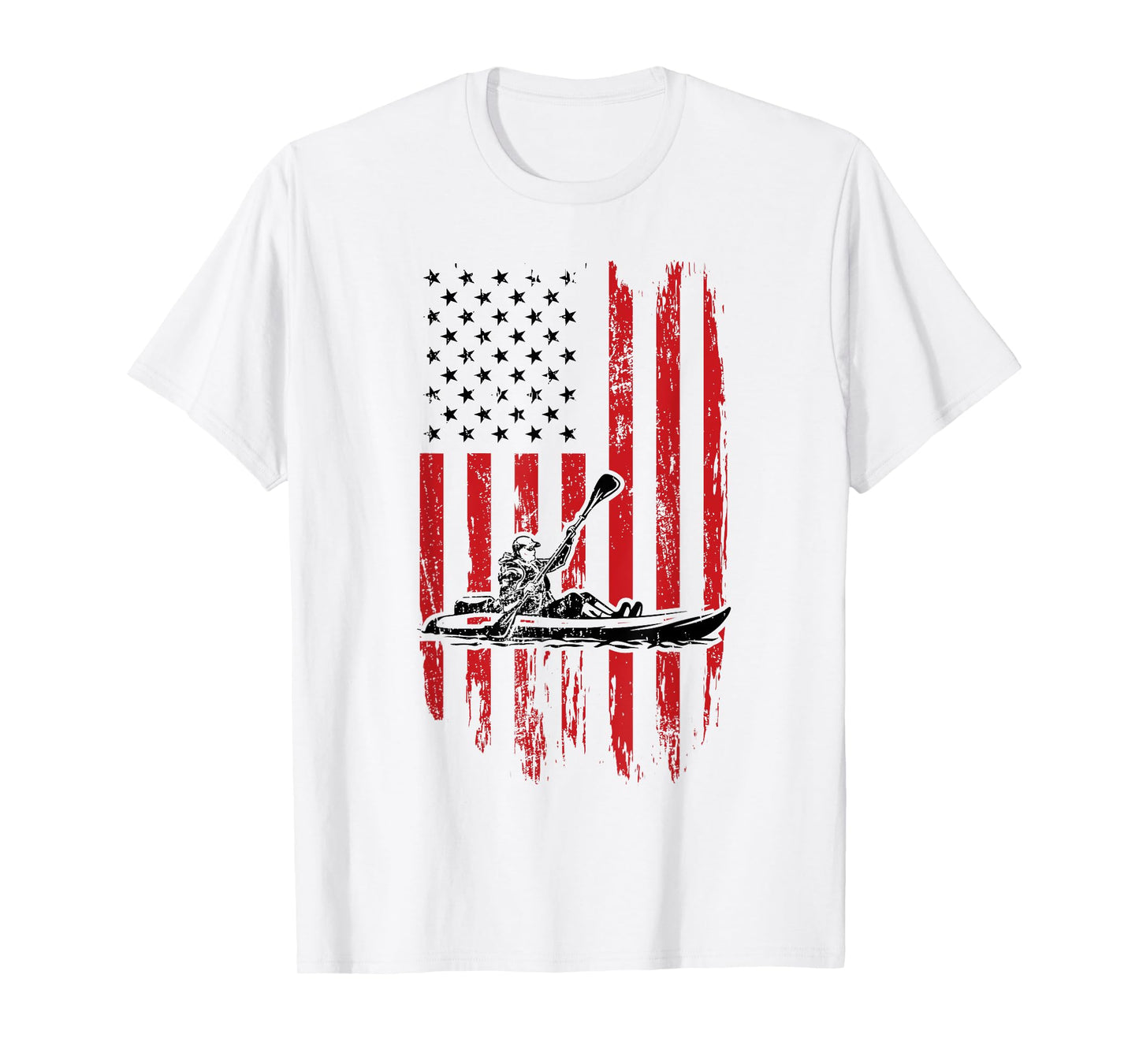 Kayak Paddle USA Flag American Kayaking 4th Of July Lovers T-Shirt