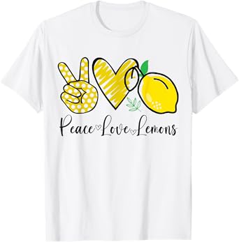 Peace Love Lemon Farmer Cocktails Lover Fruits Women T-Shirt