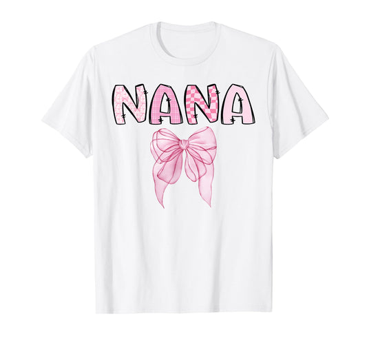 Nana Birthday Girl Matching Coquette Pink Bow T-Shirt