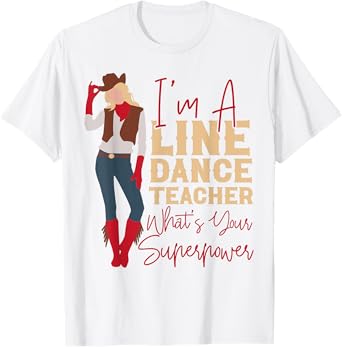 Country Line Dance Dancer HS0 Unisex-Adults White T-Shirt Small