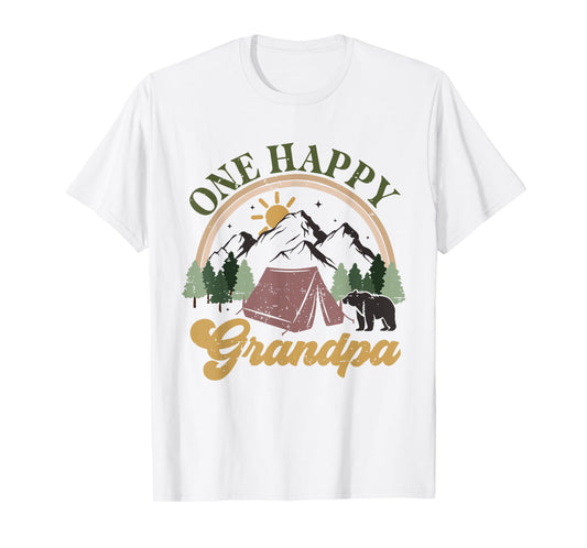 Cute One Happy Camper Birthday Decorations One Happy Grandpa T-Shirt