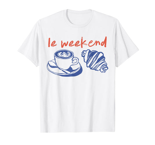 Retro Vintage Le Weekend Coffee Club Croissant Lovers Pastry T-Shirt