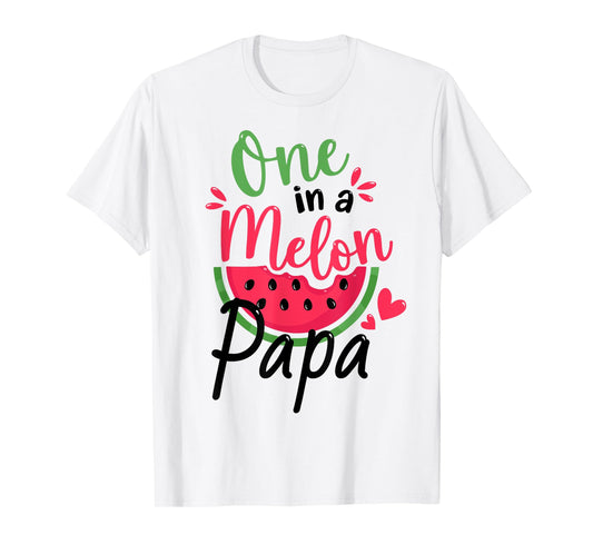 One in a Melon Papa 1st Birthday Party Family Matching T-Shirt
