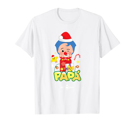 Plim Plim Kids Unisex-Adults Blue Cotton Blend, Polyester T-Shirt - Small - Short Sleeve - Cartoon - Winter - Christmas Edition