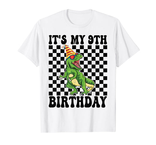 9 Year Old Gifts It's My 9th Birthday Boys Dinosaur T Rex T-Shirt