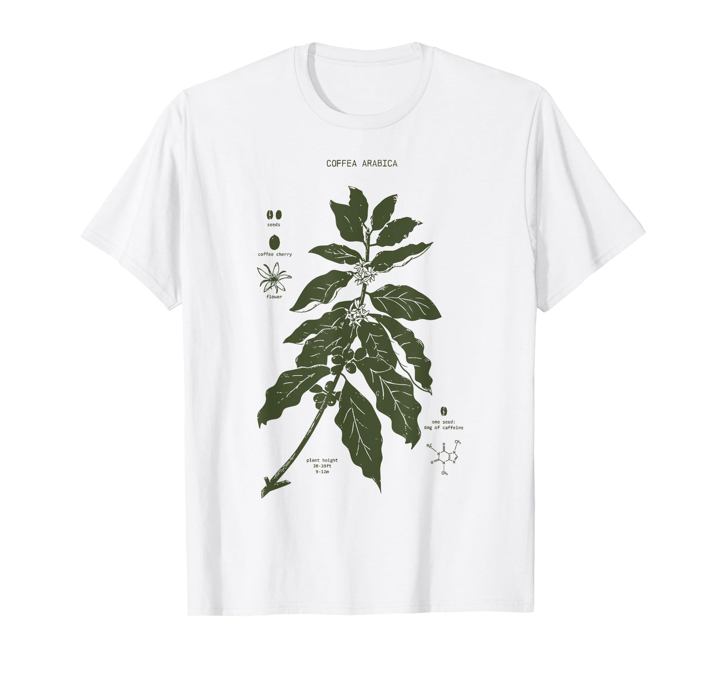 Vintage Coffee Plant Diagram Coffee Arabica Botanical T-Shirt