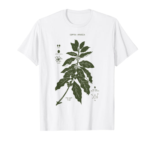 Vintage Coffee Plant Diagram Coffee Arabica Botanical T-Shirt
