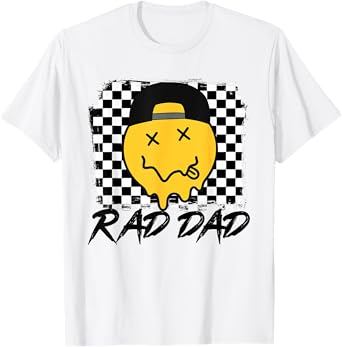Rad Dad Funny Checkered Father's Day Smile Face T-Shirt