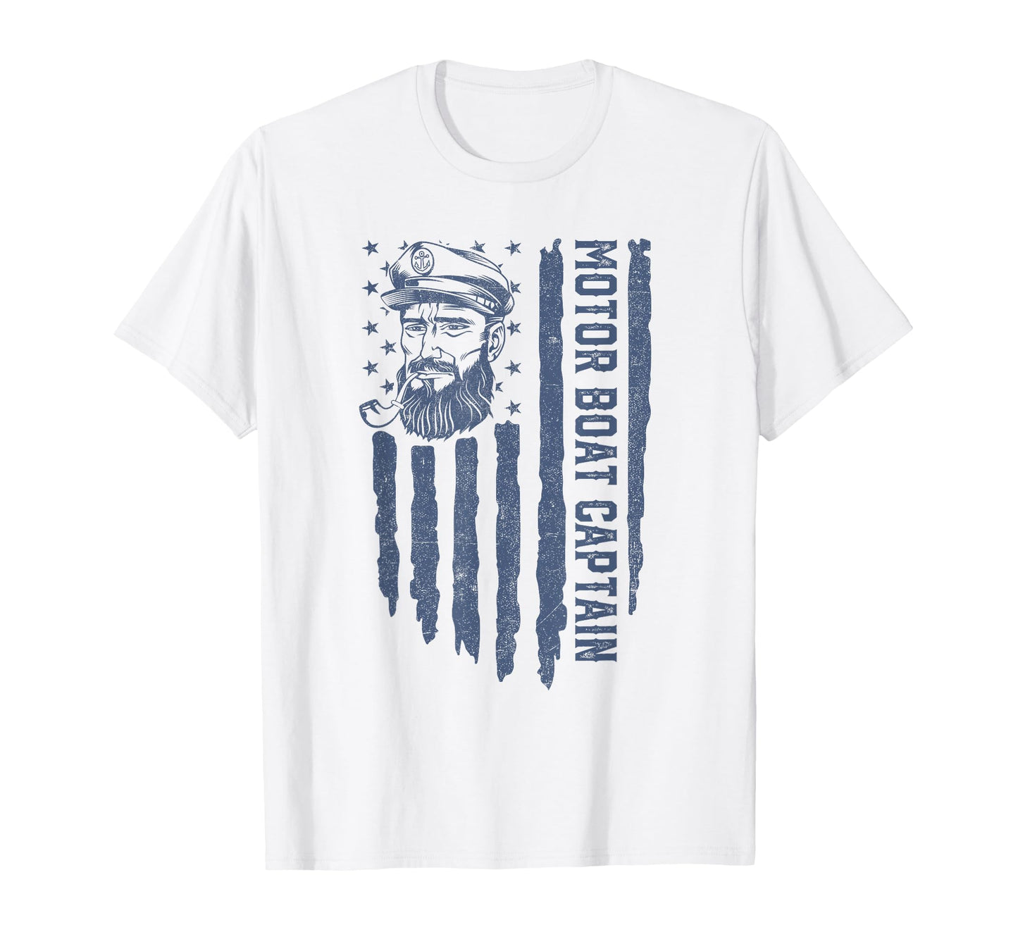 Motor Boat Captain American Flag Pontoon Boating 4th of July T-Shirt