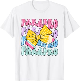 Dalmatian Parapro Pencil Coquette Bow Paraprofessional Squad T-Shirt