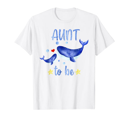 Aunt To Be Whale Baby Shower Sea Animal Themed White T-Shirt