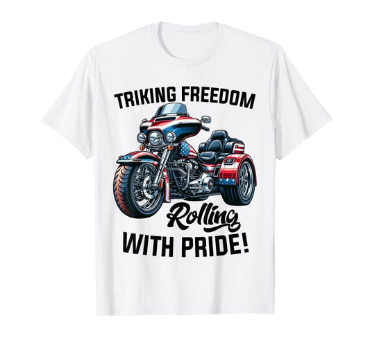 USA Trike Motorcycle Patriotic American Flag Trike Dad T-Shirt