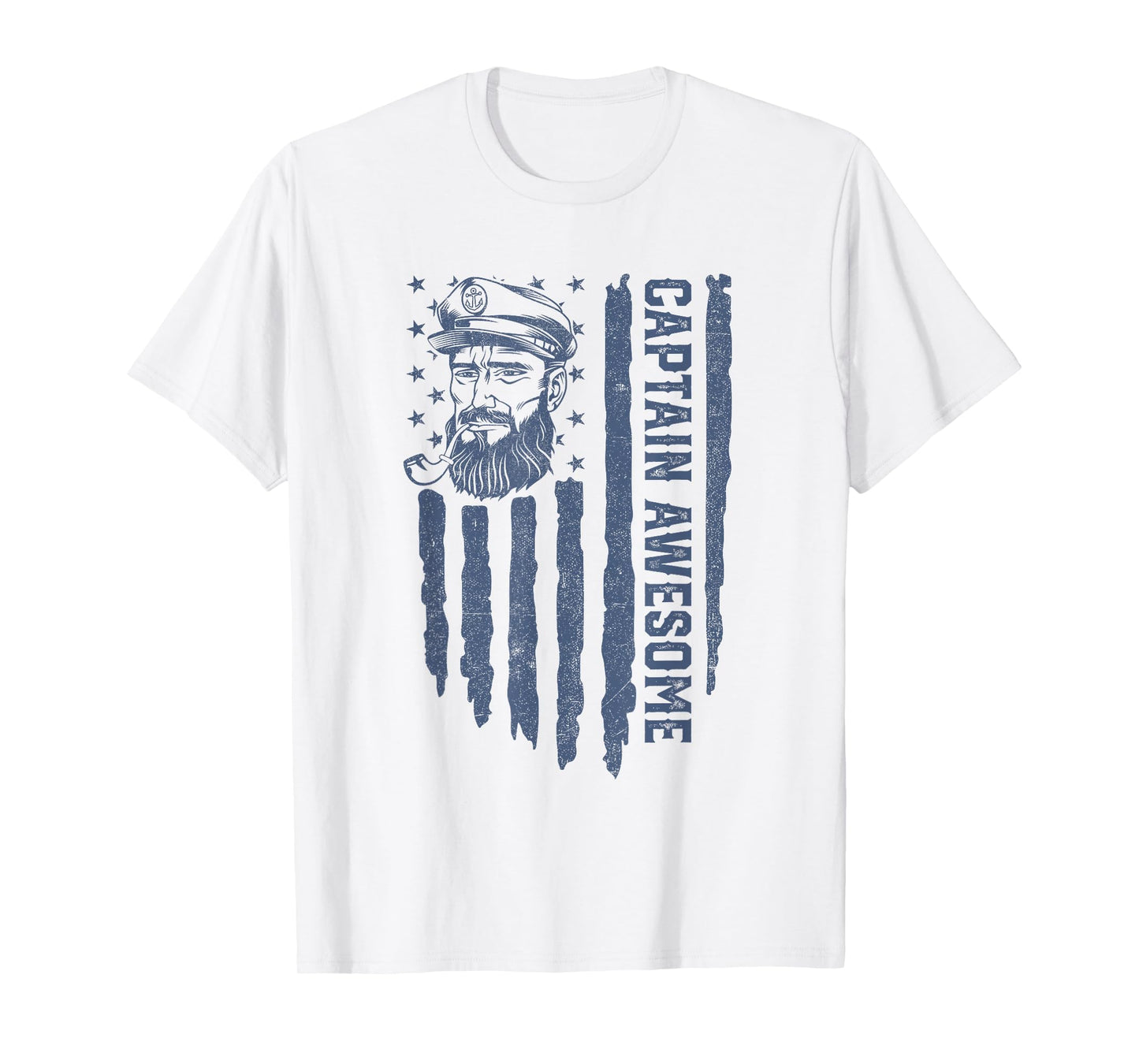 Captain Awesome American Flag Pontoon Boating 4th of July T-Shirt