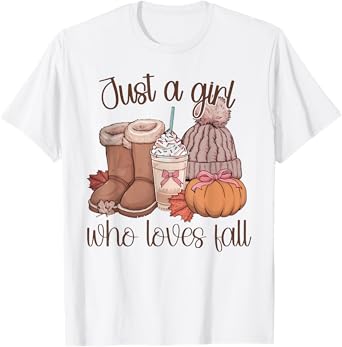 Just A Girl Who Loves Fall Pumpkin Spice Autumn Cozy Season T-Shirt