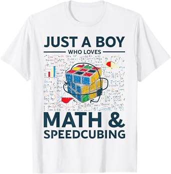 Just A Boy Who Loves Math And Puzzle Cube Funny Puzzle Cube T-Shirt