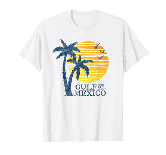 Vintage Gulf of Mexico Souvenir Palm Trees Retro Vacation T-Shirt
