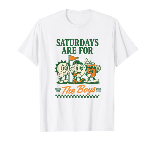 Saturdays Are For My Boys Vintage Golf Retro Father Golfer T-Shirt