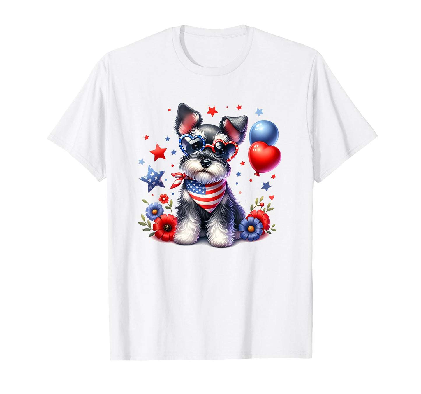 Patriotic Miniature Schnauzer American Flag 4th of July USA T-Shirt