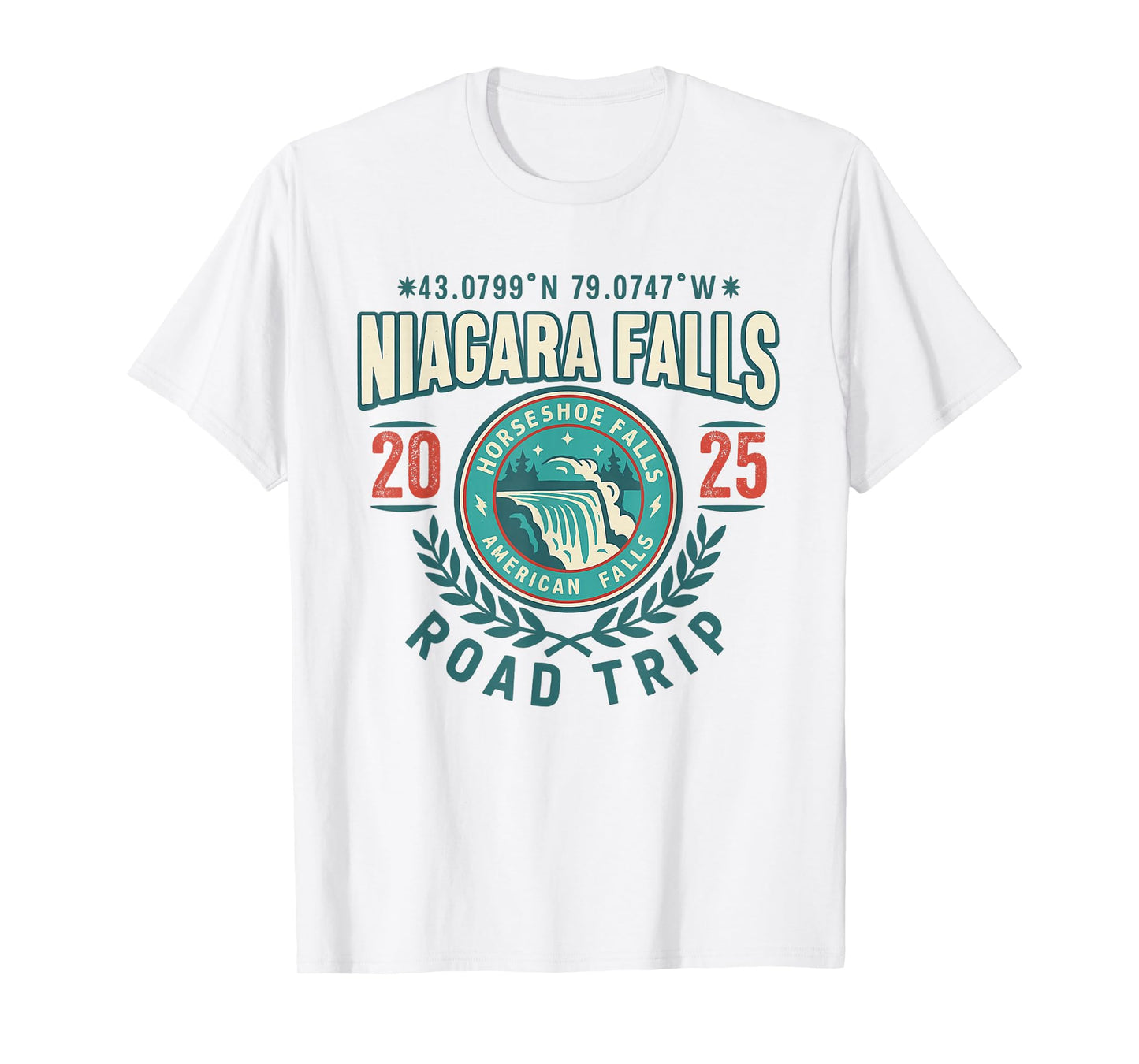 Niagara Falls 2025 Coordinates Road Trip Souvenir T-Shirt