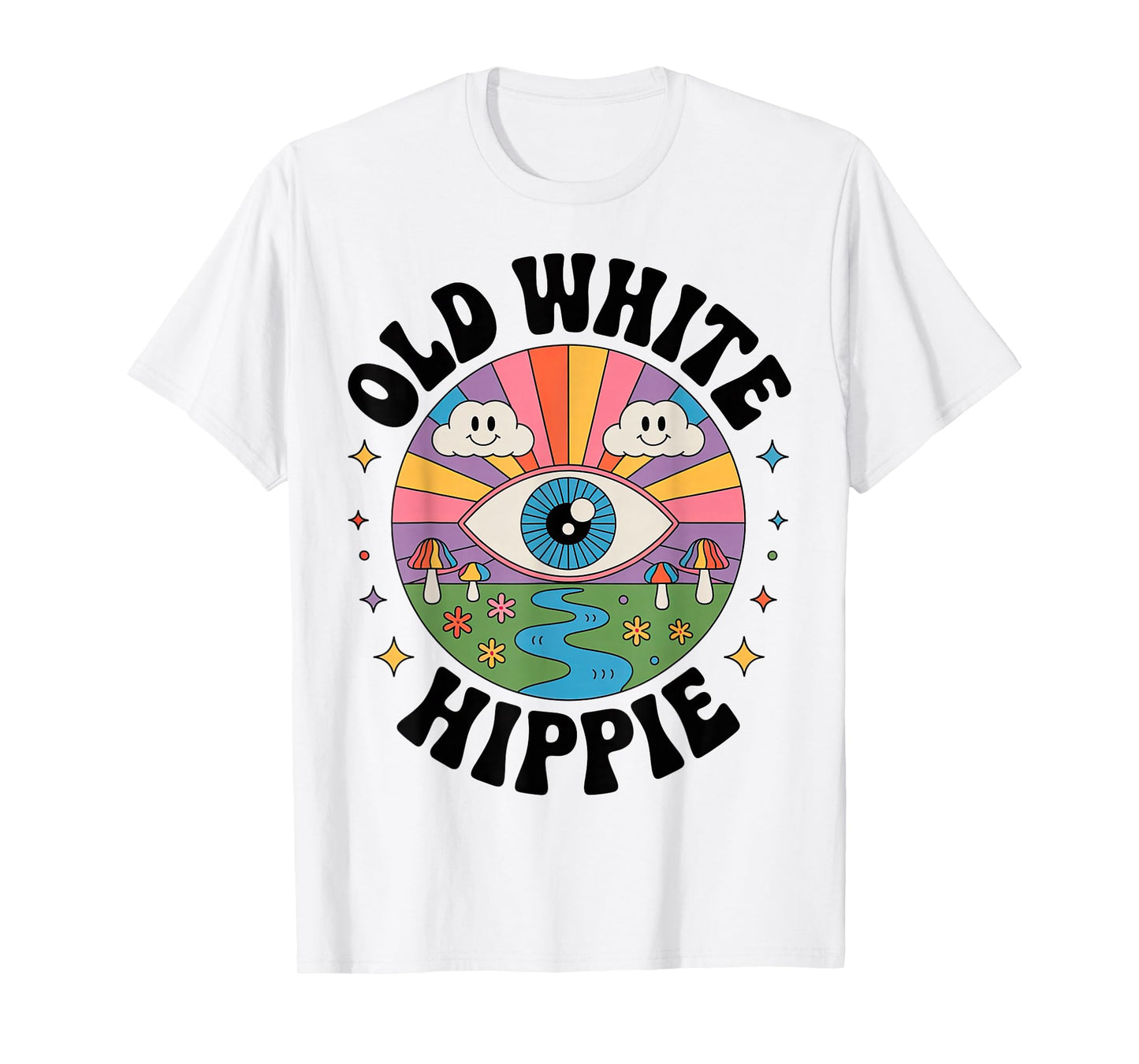 Trippy Old White Hippie Retro Psychedelic Art T-Shirt