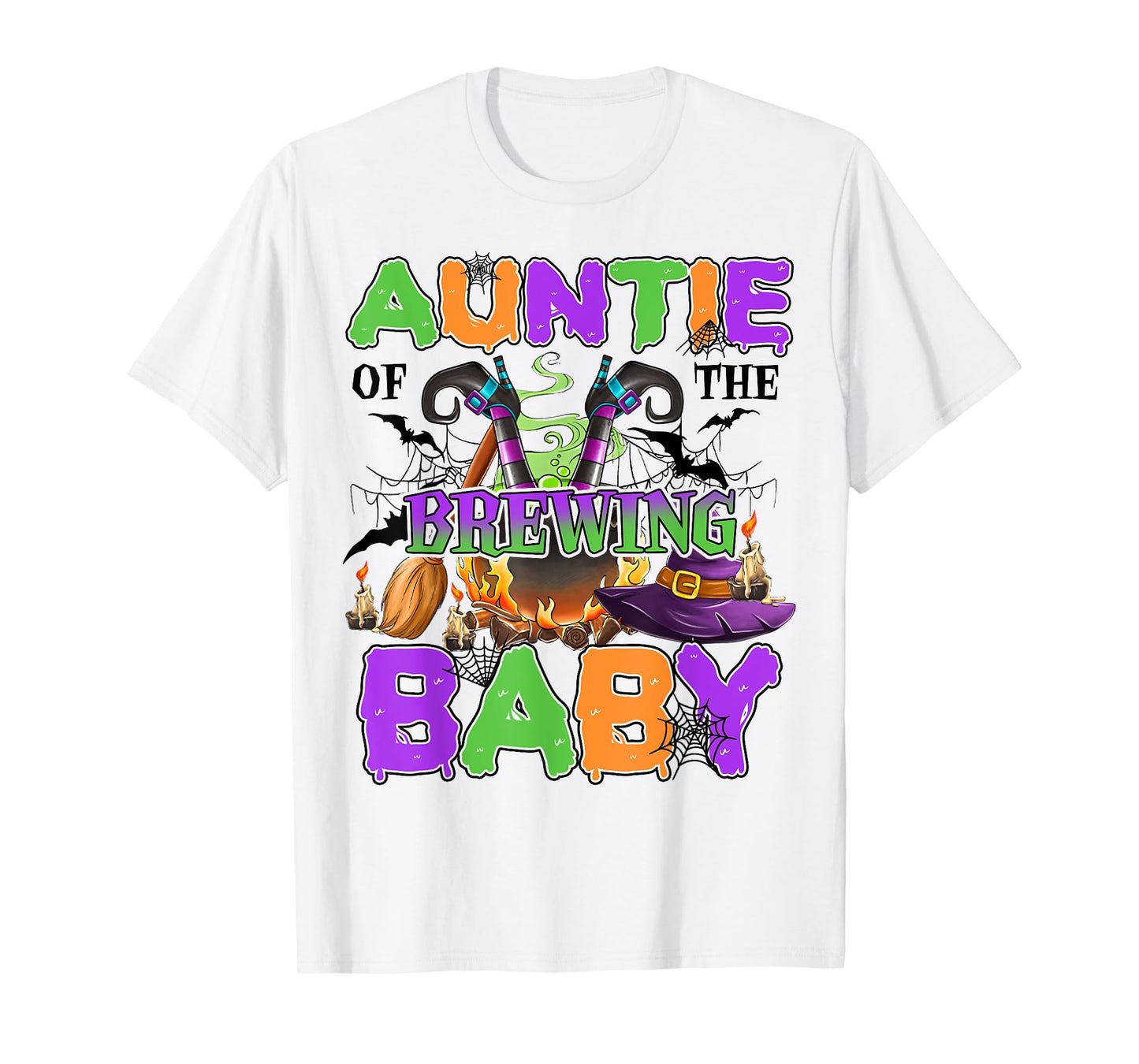 Auntie Of Brewing Baby Halloween Baby Shower Spooky T-Shirt