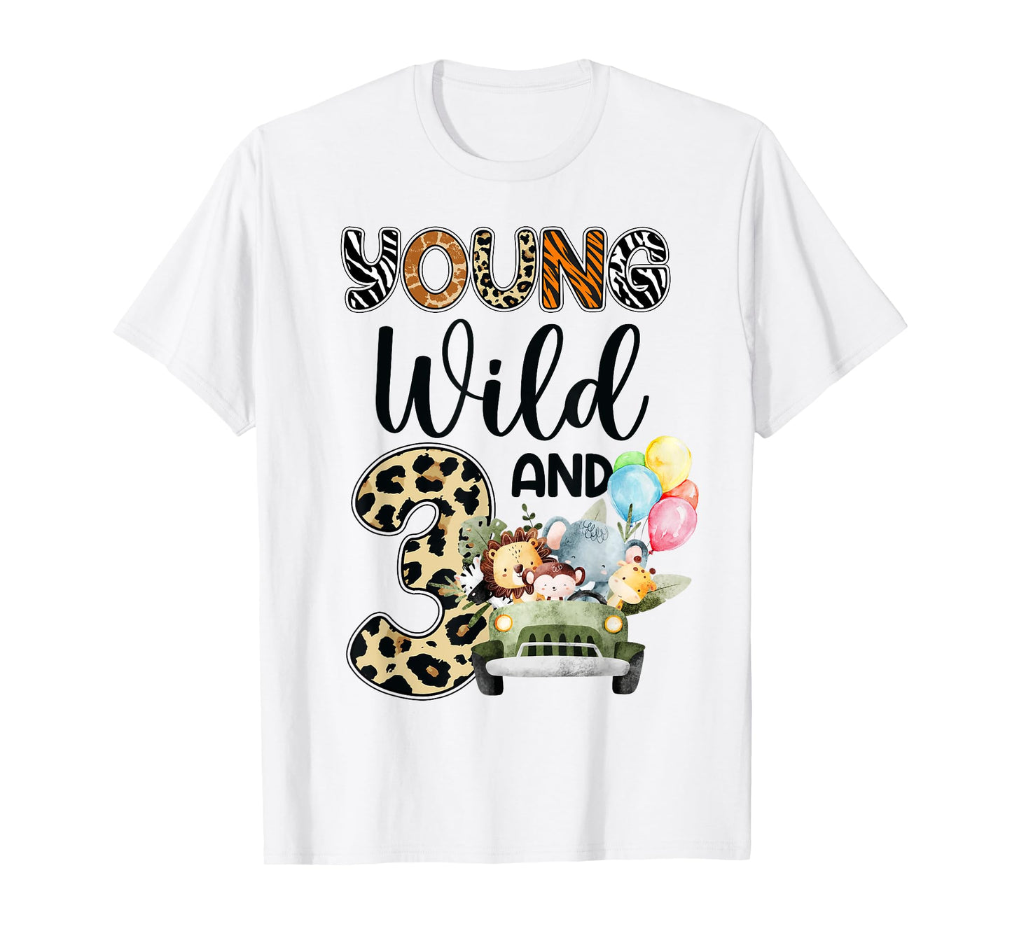 3rd Birthday Toddler Young Wild Three 3 Year Old Safari Zoo T-Shirt