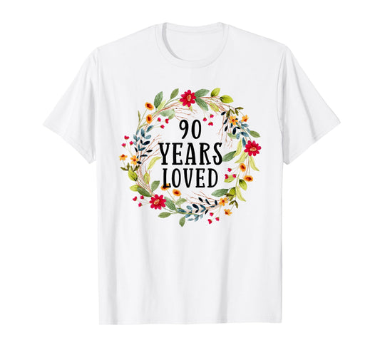 90 Years Old 90th Birthday Women Cool 90 Years Loved T-Shirt