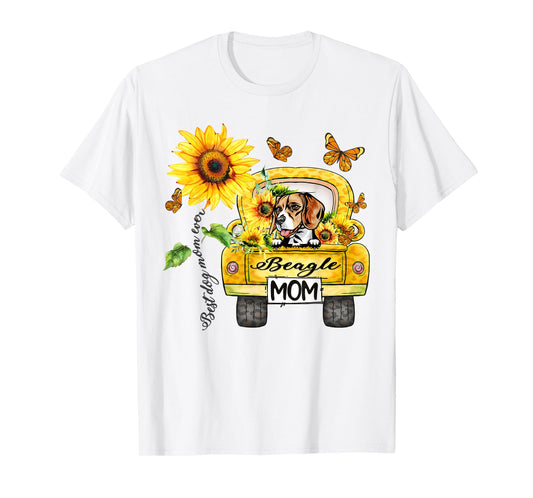 Beagle Mom Sunflower Best Dog Mom Ever Mother's Day T-Shirt