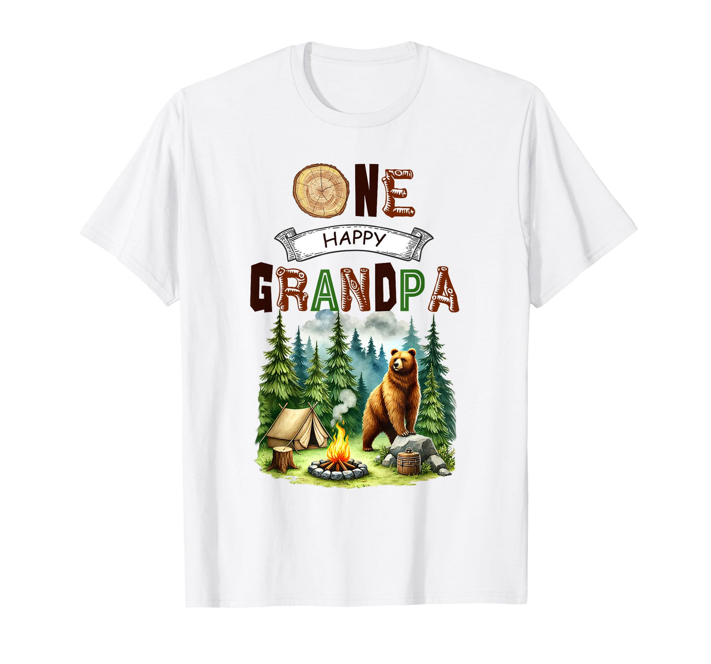 One Happy Grandpa Camper First Birthday Camping Bear Men T-Shirt