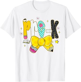 Preppy Back To School Pre-K Cute Coquette Bow Girls Kids T-Shirt