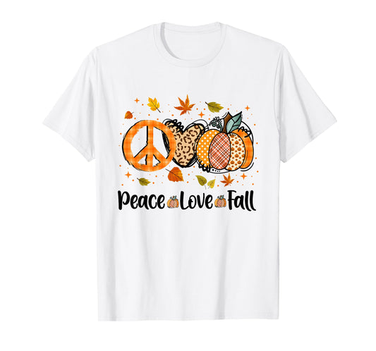 Peace Love Fall Pumpkin Autum Happy Fall Thanksgiving T-Shirt