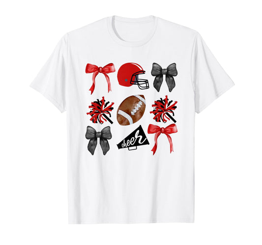 Cheer Coquette Bow American Football Autumn Thanksgiving T-Shirt
