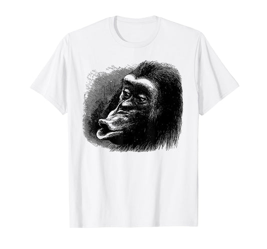 Chimpanzee Monkey Face Tshirt Art-Vintage Chimp Funny Monkey T-Shirt