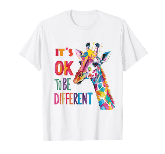 Autism Awareness Giraffe Animal Lover Its Ok To Be Different T-Shirt