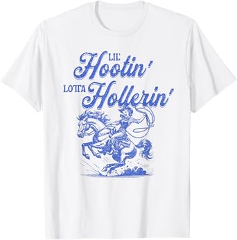 Retro Lil' Hootin' Lotta Hollerin' Funny Cowgirls Graphics T-Shirt