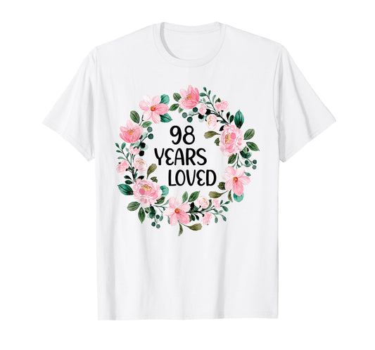 98 Years Loved Women Men 98 Years Old Cool 98th Birthday T-Shirt