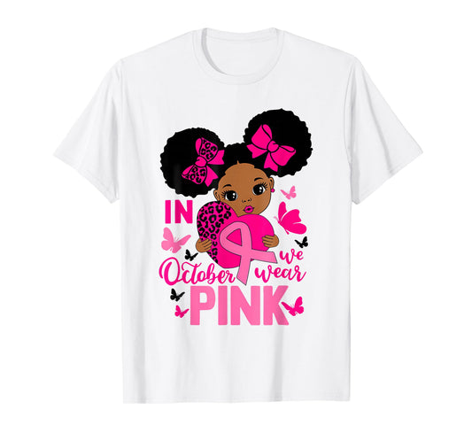 Messy Bun in October We Wear Pink Girls Toddlers T-Shirt